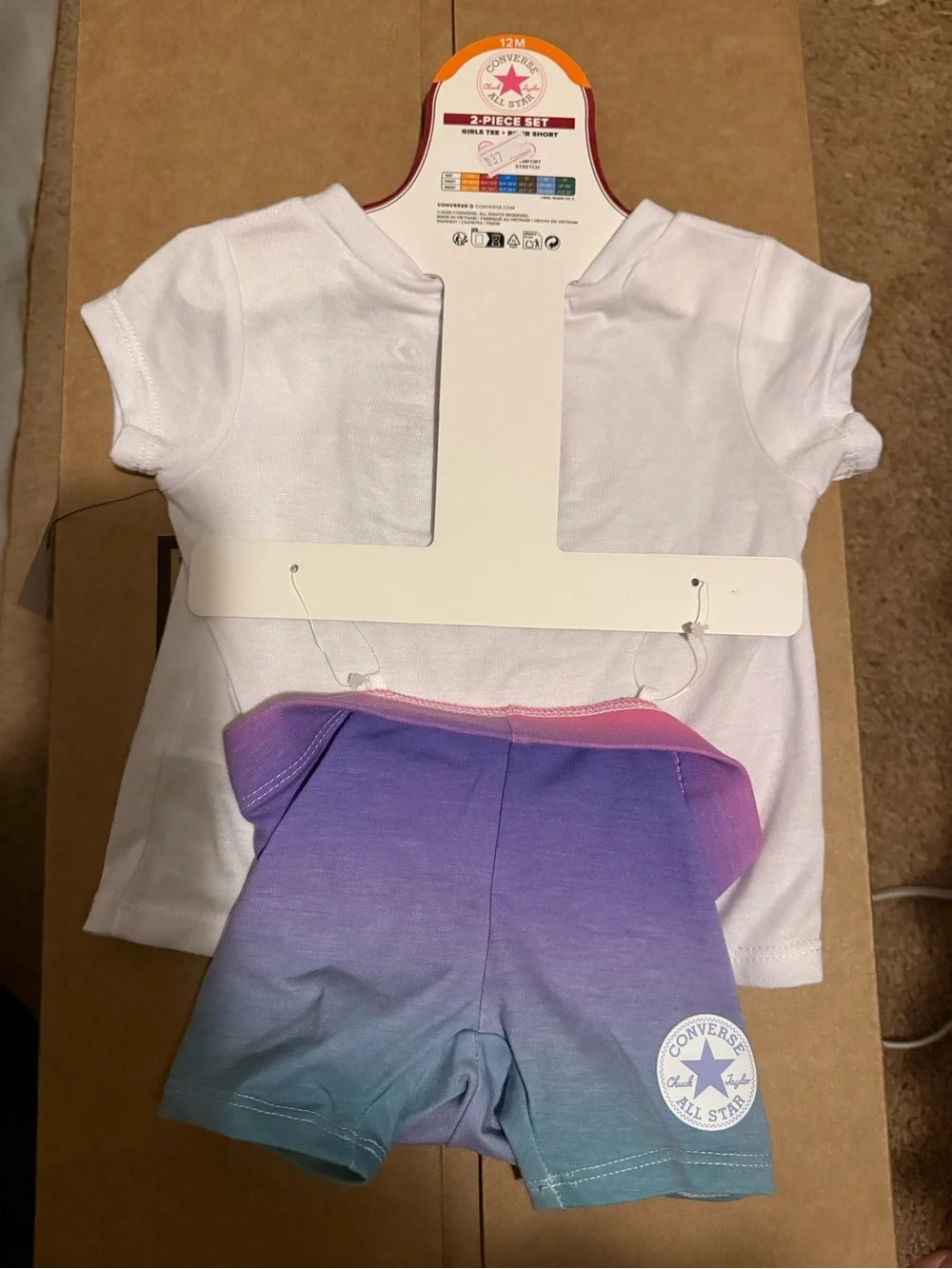 Converse White Tee with Purple-Blue Ombre All Star Logo Two-Piece Set